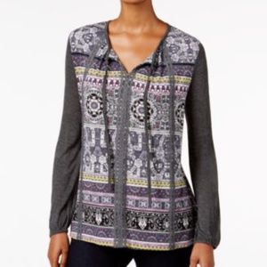 NEW PETITE MEDIUM PM PRINTED PEASANT TOP LOT415